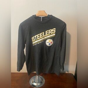 NFL Black Heather Team Apparel Boys Long Sleeve Pittsburgh Steelers Tee